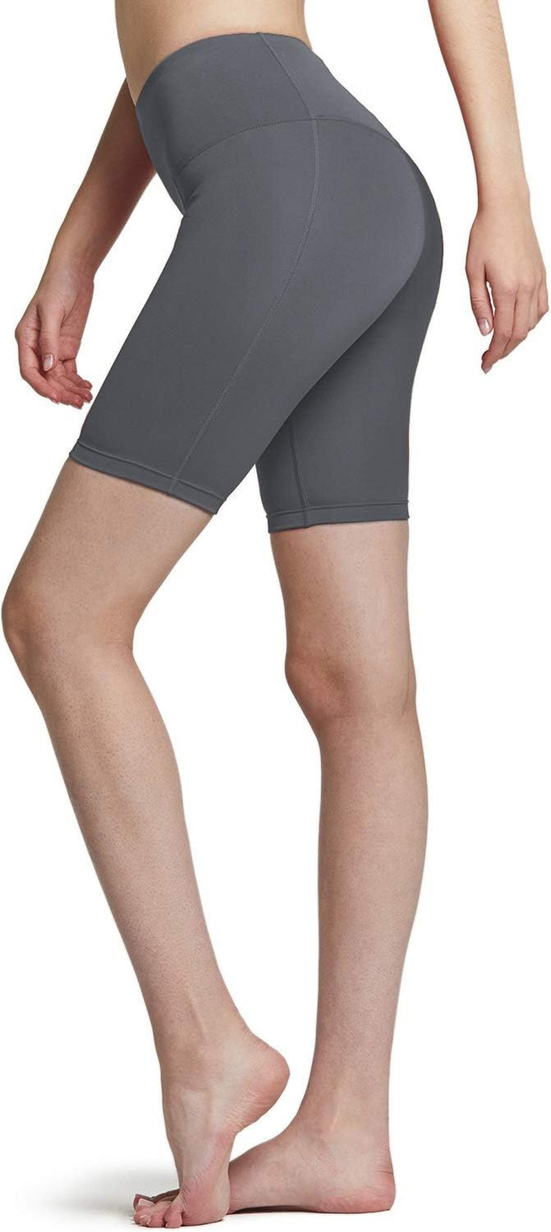 Women'S High Waist Yoga Shorts, Tummy Control Stretch Fabric with Pocket for Running, Workout and Exercise