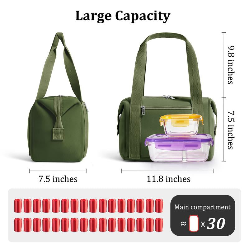 MEXS Lunch Tote Bag for Women Men 11.2L, Neoprene & Leakproof Large Insulated Lunch Box Bag, Tear-Stain Resistant/Machine Washable  