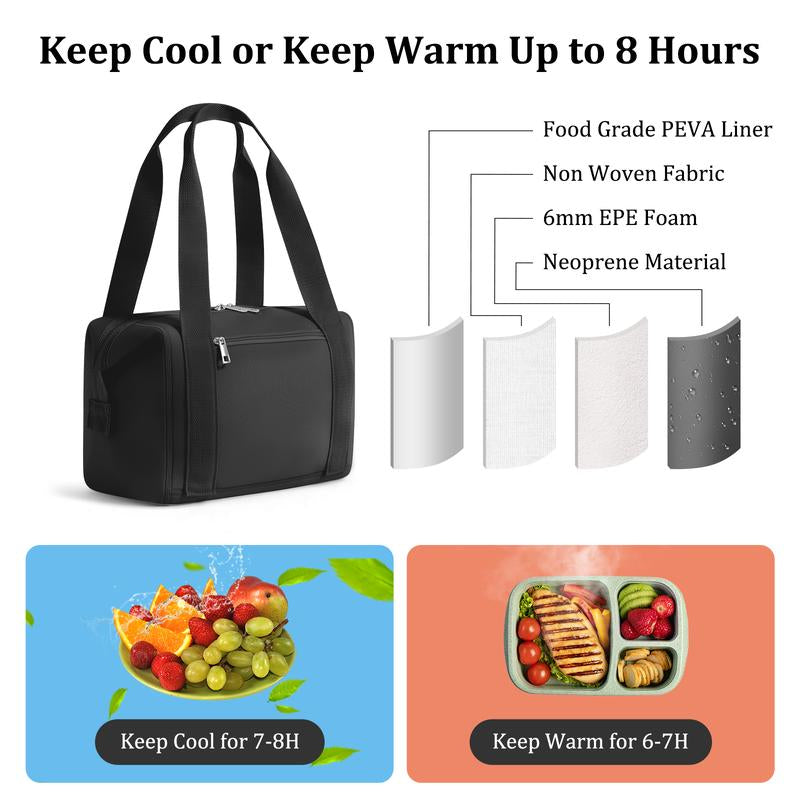 MEXS Lunch Tote Bag for Women Men 11.2L, Neoprene & Leakproof Large Insulated Lunch Box Bag, Tear-Stain Resistant/Machine Washable  