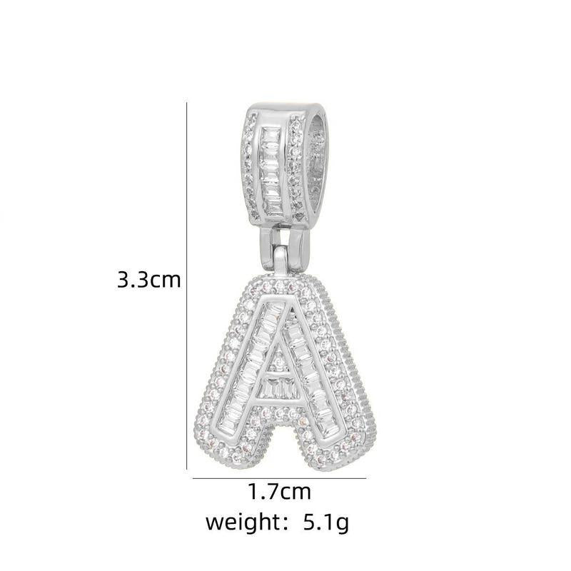 【B3】2 Count Initial Letter Necklace Set with Zirconia Stones | Golden/Silver Bubble Necklaces  