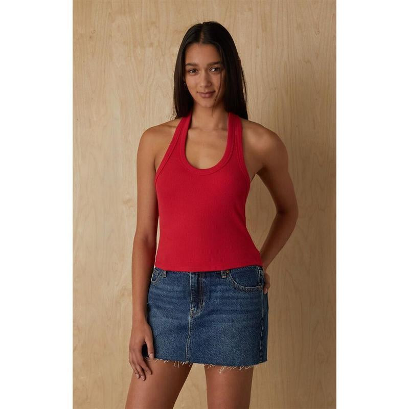 Your Favorite Women'S Weekend Ribbed Halter Top