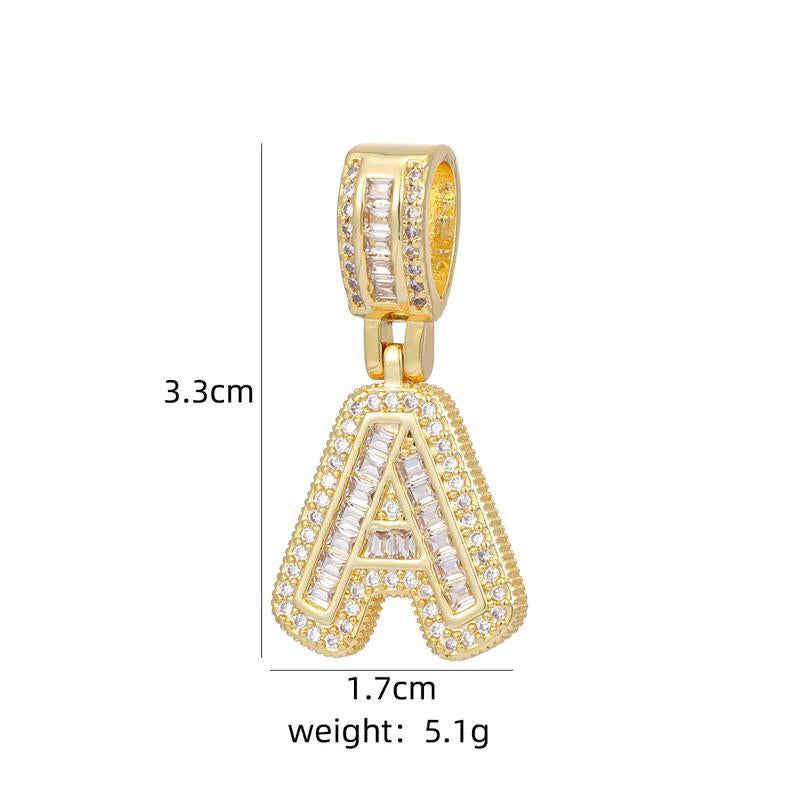 【B3】2 Count Initial Letter Necklace Set with Zirconia Stones | Golden/Silver Bubble Necklaces  