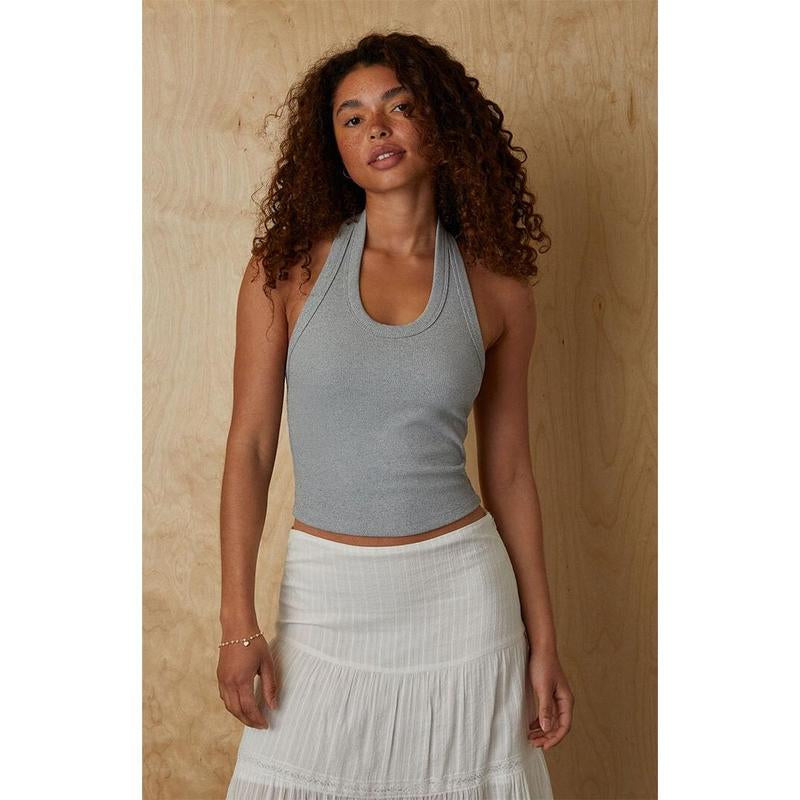 Your Favorite Women'S Weekend Ribbed Halter Top