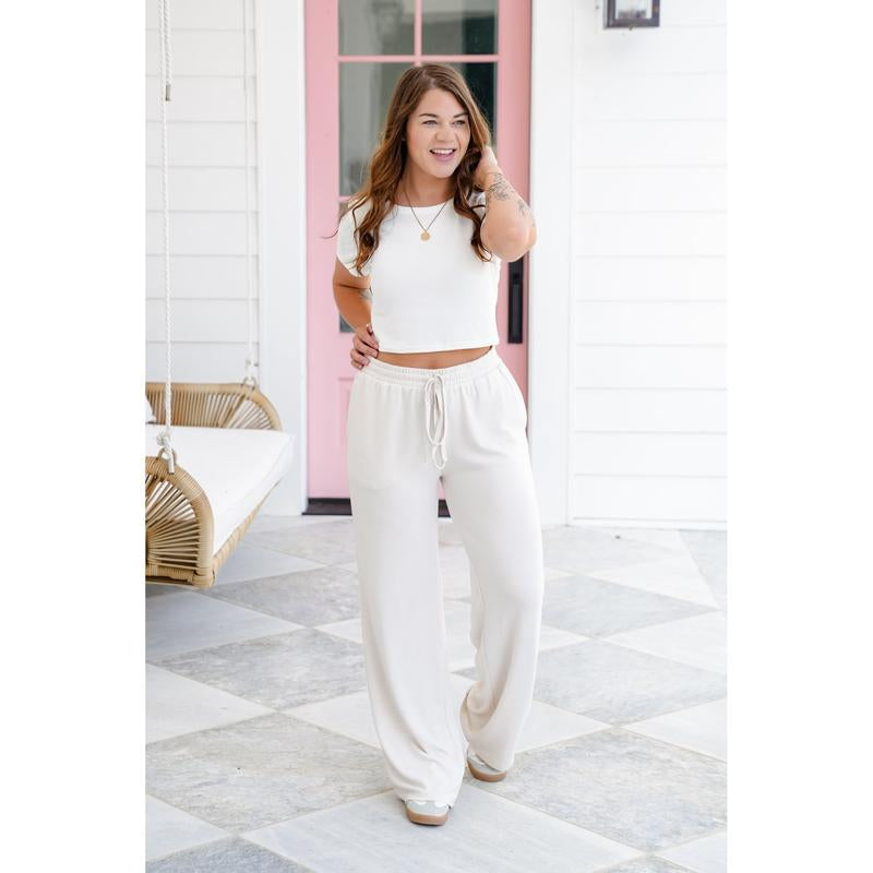 Zenana Wide-Leg Pants with Drawstring Elastic Waistband