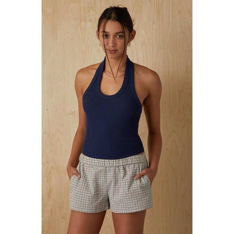 Your Favorite Women'S Weekend Ribbed Halter Top