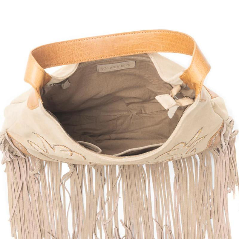 Sage Whisper Fringe Leather Bag